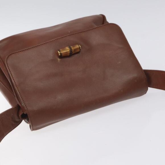 GUCCI Bamboo Shoulder Bag Leather Brown Gold 001 14 001 14 - Picture 6 of 16